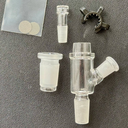 Vapvana All-Star Glass Bowl with fine mesh screen, 10 mm side pass-through, 14 mm male joint, 18 mm adapter, and Keck clip for All-Star heater.