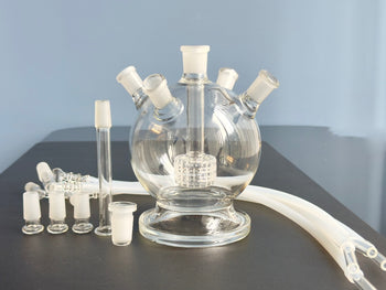 full kit components of The Party Globe 4 Person Bong