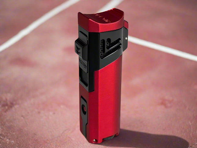 vector quattro 4-flame butane torch in red with cigar rest closed