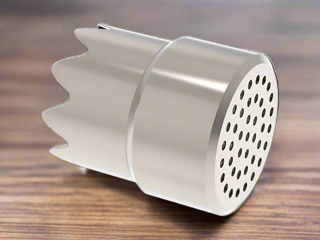 Close-up of the Camouflet Super Capacitor showing stainless steel construction and expanded heating matrix