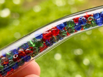 close up of glass cooling beads