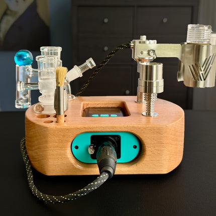 Full Vapvana Natural Kit setup with PID controller, heater, and mounted quartz ball vape.