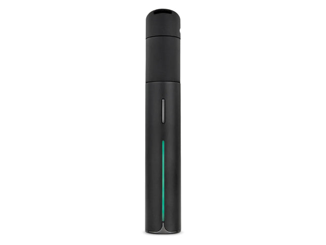 puffco pivot in onyx colour with green light illuminated