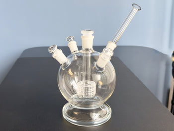 The Party Globe 4 Person Bong with 3 glass stoppers and glass mouthpiece in place