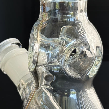 Detailed view of the triple-glass splash catcher section in The Triple Play Pipe just above the water chamber