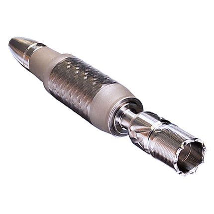 DynaVap VonG X manual vaporizer shown at a 45-degree angle highlighting its titanium and stainless-steel two-tone design.