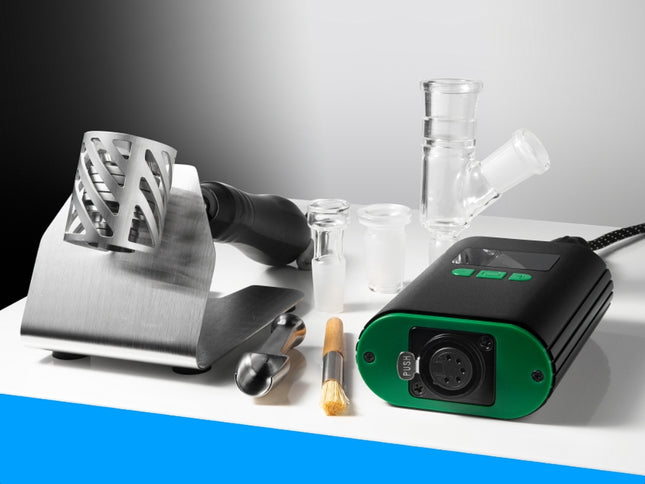 Ruby Twist digital PID controller with 20mm heating coil and silicone handle attached to injector.