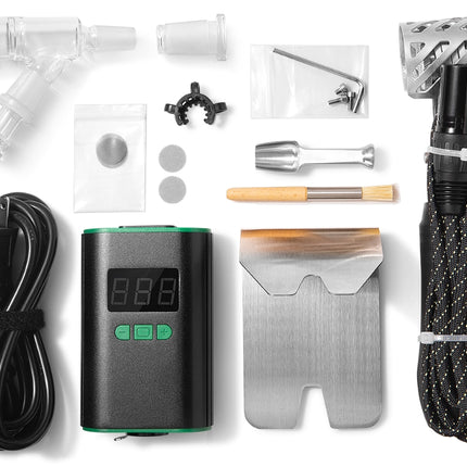 Ruby Twist Injector full kit with titanium injector, PID controller, 20mm coil, stand, and accessories.