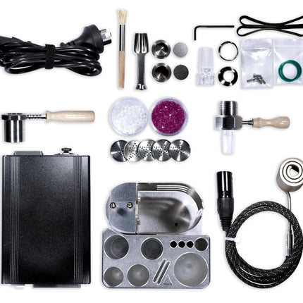 Vices Adaptaball kit full layout showing all included components, attachments, internals, and accessories