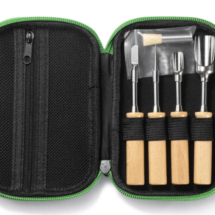 Vital Tool Set opened to display stainless steel tools, wooden handles, and organized interior layout.